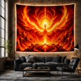 thumbnail image 6 of Fire Phoenix Beneath a Radiant Halo, Mystical Fantasy Art for Mythical Bird Lovers, Volcanic Rebirth Decor, Housewarming Gift, Tapestry Wall Hanging for Bedroom and Studio, 6 of 7