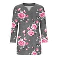 thumbnail image 3 of FAHXNVB Women's Plus Size V-Neck T-Shirts 3/4 Sleeve Floral Print Soft Cotton Tees Tops Fashion Casual Comfortable Loose Shirts, 3 of 4