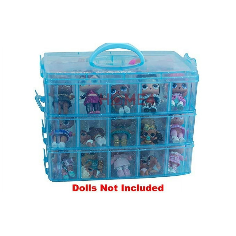 OMG LOL Storage Case Customizable Toy Adjustable Organizer Case Stackable 3  Tier - 30 Compartments - Perfect for Dolls and Small Collectible Toys 