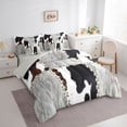 thumbnail image 3 of Homewish Abstract Cow Print Bedding Comforter Set 7pcs for Boys Girls,Geometric Plaid Patchwork Queen Bedding Sets Super Cozy,Farmhouse Animal Queen Sheet Sets,Microfiber Bedroom Decor, 3 of 8