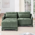 thumbnail image 5 of Modern Chenille Fabric Two-Seater Sofa 220×80×75cm with Ottoman and Lumbar Pillows, 5 of 24