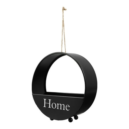 Soimiss 1Pcs Wall Hanging Flower Basket Iron Craft Black for Garden Balcony Use