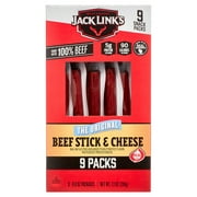 Jack Link's 100% Beef Original Beef & Cheese Sticks 9 Count Multipack