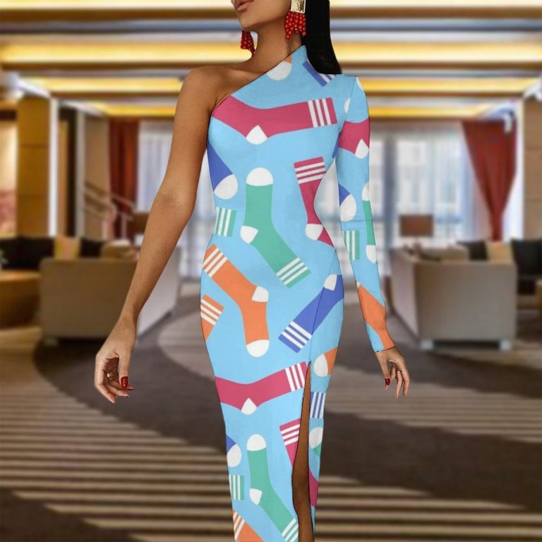 Socks on Socks Half Dleeve Split Dress evening dresses women long sleeve  dress - Walmart.com