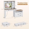 thumbnail image 2 of Vanity Desk with Glass Top & Charging Station, Touch Screen Mirror and Lights, Makeup Vanity with 5-Drawer, 6 Open Storage Shelves, Antique White, 2 of 7