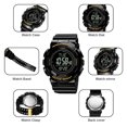thumbnail image 5 of SKMEI Men's Military Waterproof Watch with Stop Watch, Compass Countdown EL Glow Sport Watch, Black Gold, 5 of 16