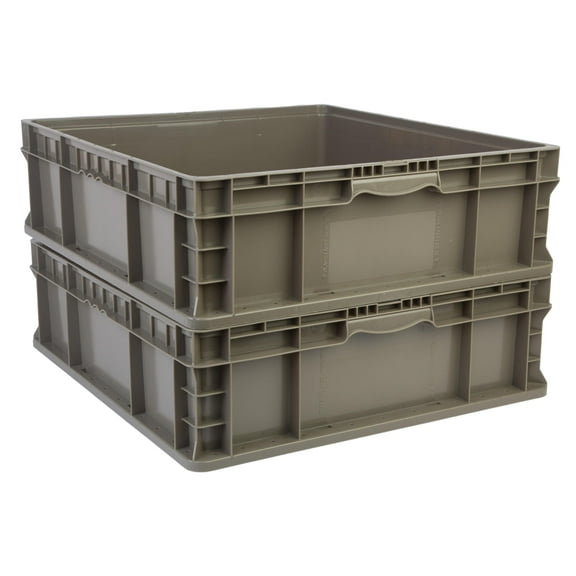 Hudson Exchange 24 x 22 x 7.5 (2 Pack) Straight Wall Handled Storage Container Tote, Gray/Brown