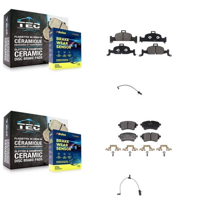 Positive Plus Front Rear Semi-Metallic Disc Brake Pads and Wear Sensors Kit for Car Audi A6 Quattro 2.0L KPW-101438