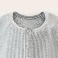 thumbnail image 5 of Ulanda Baby Boy Button Down Shirt Newborn Solid Color Long Sleeve Romper Bodysuit (Grey, 0-3 Months), 5 of 9