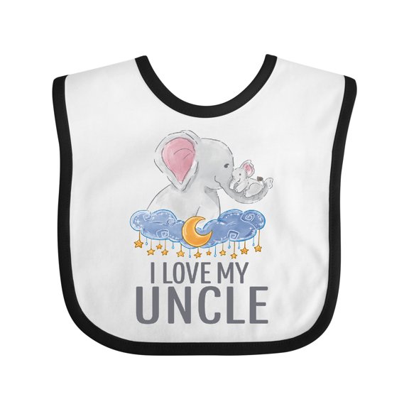 Inktastic I Love My Uncle Cute Elephants in Night Sky Boys or Girls Baby Bib