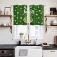 thumbnail image 2 of 2 Panels Kitchen Tier Curtains 39 Inch Length, St. Patrick's Day Grommets Window Treatment Curtain, Lucky Shamrock Gnomes Green Plaid Vintage Thermal Curtains Drapes for Living Room/Bathroom, 2 of 9
