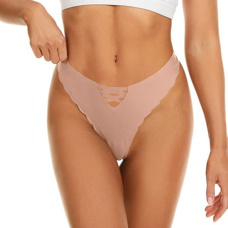 

Miayilima Panties For Women Hollow Out Fitness Low Waisted Thong Sports Ice Silk Trackless Underwear Size M