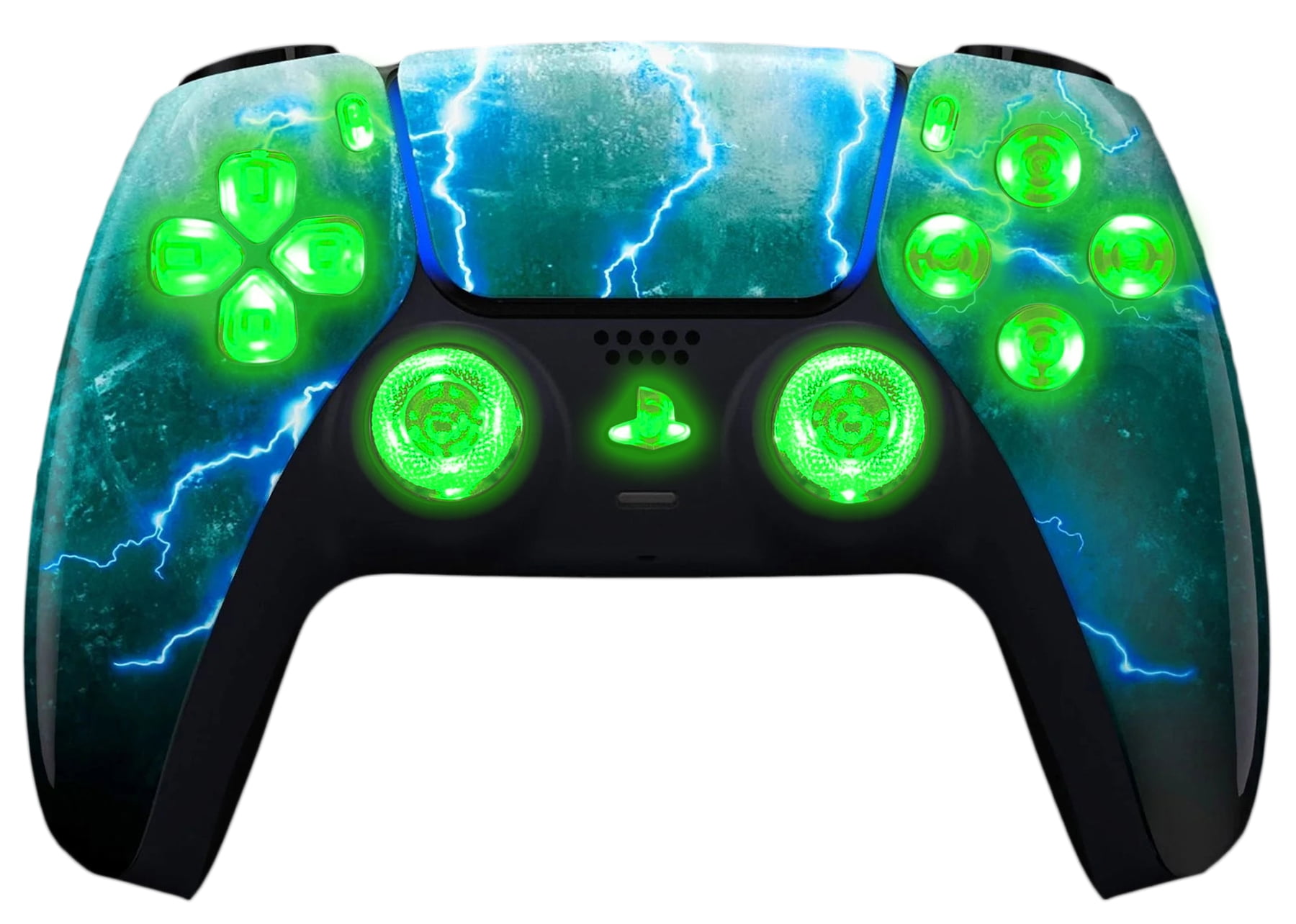 Green Storm Silent Modz LED Light Up Button Wireless Custom Controller for PS5