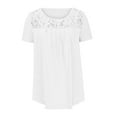 thumbnail image 4 of Plus Size Tops for Women Lace Splicing Round Neck Short Sleeve T-Shirt, 4 of 4