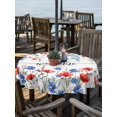 thumbnail image 2 of Outdoor Tablecloth with Umbrella Hole Zipper Pastoral Botanical Round Tablecloth 60" Waterproof Outside Table Cloth Blue Red Floral Spring Welcome Patio Table Cover Tablecloths for Picnic Party, 2 of 8