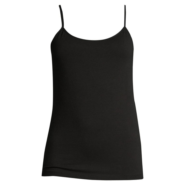 Time and tru Womens Scoop Neck Cami Undershirt (SM 4-6, Black