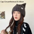 thumbnail image 4 of Plush Cat Ear Beanie Hats Windproof Winter Hat Knitted Wool Cap Outdoor-White, 4 of 5