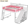thumbnail image 3 of Leumius Queen Loft Bed Frame with Storage Shelves and Wardrobe, Solid Wood Loft Bed with Detachable Slide and Ladders for Kids Teens Adults Pink and White, 3 of 8