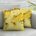 thumbnail image 3 of COMIO Yellow World Map Print Throw Pillow Cover Soft Decorative Pillowcase Modern Square Pillow Cases Double Sided Cushion Cover Case for Living Room Bedroom Sofa Home Decor, 3 of 5