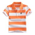 thumbnail image 4 of shoper Polo Shirts for Boys Striped Collared Short Sleeve T-Shirt Everyday Summer Tops Toddler Boy Clothes Orange, 4 of 4