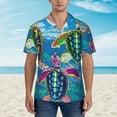 thumbnail image 2 of Kll Men'S Hawaiian Shirt Short Sleeve Button Down Beach Shirts-Little Sea Turtles, 2 of 7