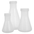 thumbnail image 1 of 3pcs Plastic Conical Flask Wide Mouth Erlenmeyer Flask 50mL+100mL+250ml Educational Science Lab Equipment for Laboratory School Learning, 1 of 5