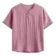 thumbnail image 3 of JTSRKL Crinkled Vintage Shirts for Men Solid Short Sleeve Crewneck Tees Lightweight Breathable Summer Casual Relaxed Wrinkle Texture Tops Pink S, 3 of 4