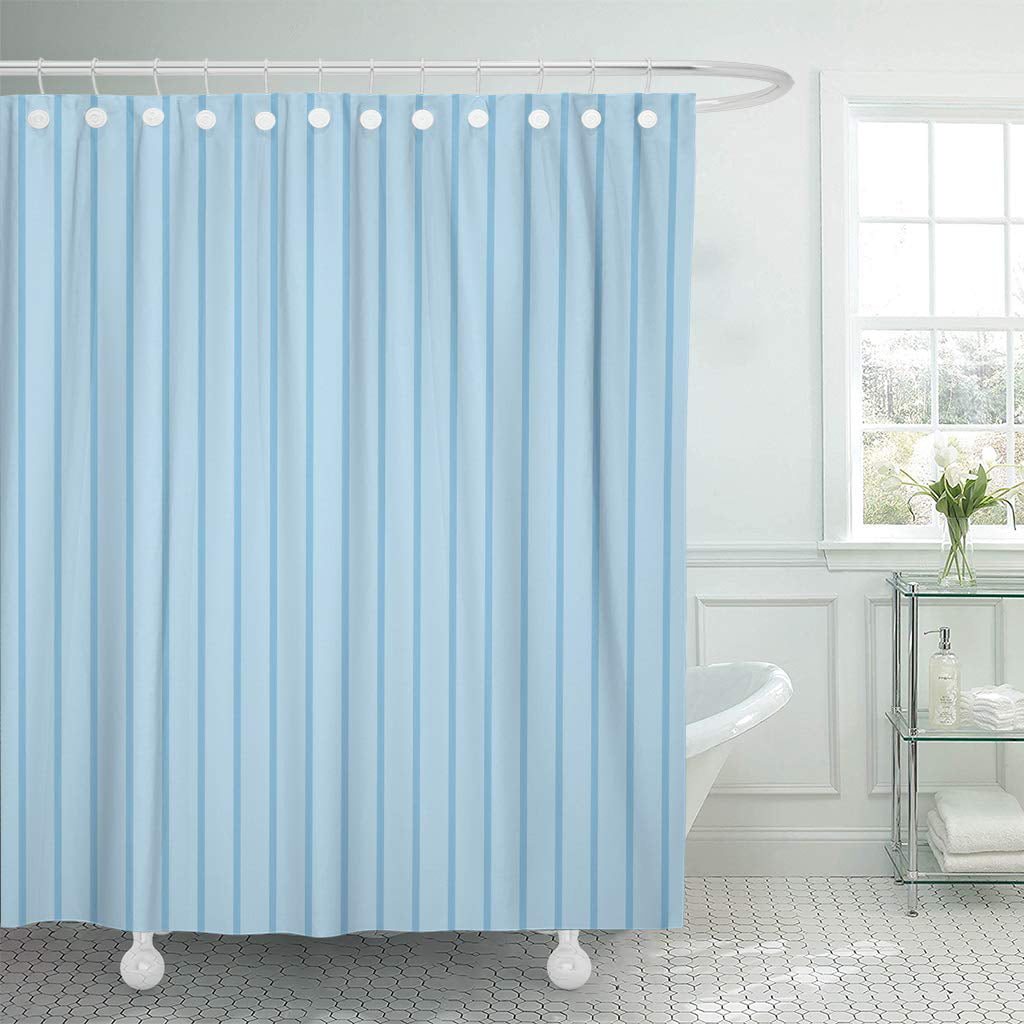 EXCELL WAFFLE BANDS FABRIC SHOWER CURTAIN 70" X 72"  WHITE W/ BLUE STRIPES BLUE 