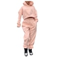 thumbnail image 1 of Gibobby Conjunto de sudadera y pantalones Suéter de terciopelo sólido de moda para mujer, traje informal de dos piezas en invierno(Rosa,M), 1 of 5