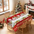 thumbnail image 2 of Duangreer Red Christmas Rectangle Tablecloth, Cartoon Snowman Santa Claus Print Waterproof Table Cover for Party Picnic Indoor Outdoor Decor, 60 x 84 Inch, 2 of 6