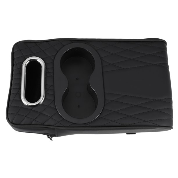 Funda del Consola Central del Coche Almohadilla del Consola Central Multifuncional 13.39"x7.48"x2.76" Cuero Nappa Negro Esponja