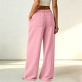 thumbnail image 5 of ClodeEU Women's Elastic Waist Straight Leg Pants,Casual Loose Trousers with Pockets Brown,Women's Plus S, 5 of 6