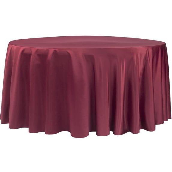 1 Pc, Round 108" Lamour Satin Tablecloth - Burgundy For Wedding Or Event Decor