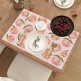 thumbnail image 4 of 4pcs Spring Summer Peach Placemats Table Mats Durable Washable Rustic Linen Vintage Placemats for Home Dinner Party Camping Wedding Table Decoration 12 x 18 Inch, 4 of 6