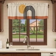 abstract-art-2-panels-kitchen-valance-orange-black-circle-stripes