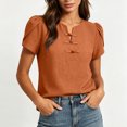 thumbnail image 6 of Fewfanhot Womens Summer Clothes Short Sleeve Tops Petal V Neck Blouses Dressy Casual 2026 Trendy Henley Shirts, 6 of 9