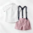 thumbnail image 4 of Grblisyd Toddler Baby Boy Clothes Suit Gentleman Wedding Outfits Formal Dress Shirt+Bowtie+Suspender Pants, 4 of 8