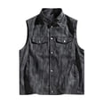 thumbnail image 2 of Handshe Men's Leather Vest, Solid Color Motorcycle Style Round Neck Sleeveless Hoodless, Casual Biker Vest for Outdoor and Daily Wear, 2 of 9
