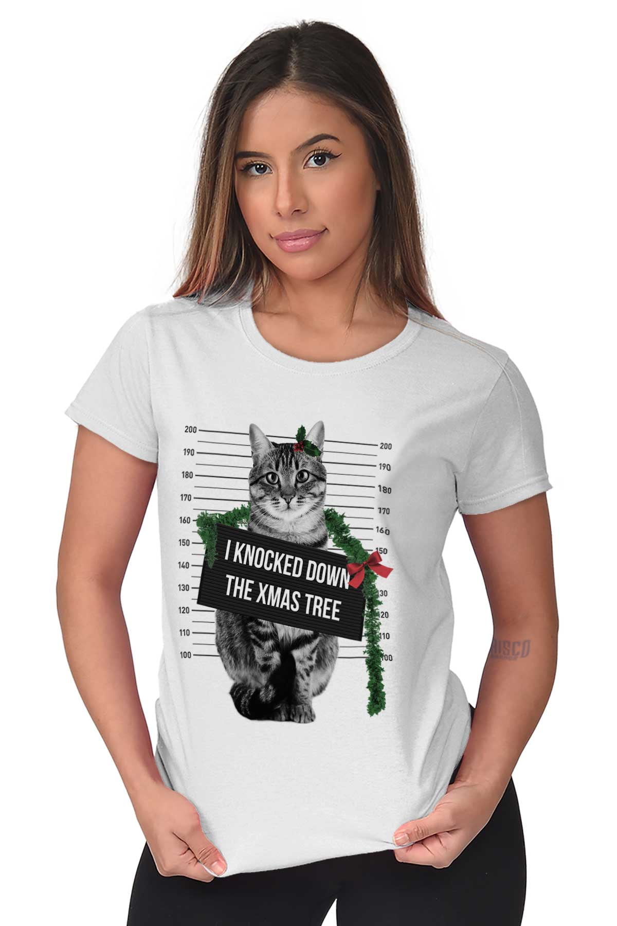 Pocket Cat Christmas Shirts for Women Xmas Kitty Gift for Her Women's Xmas Top 
