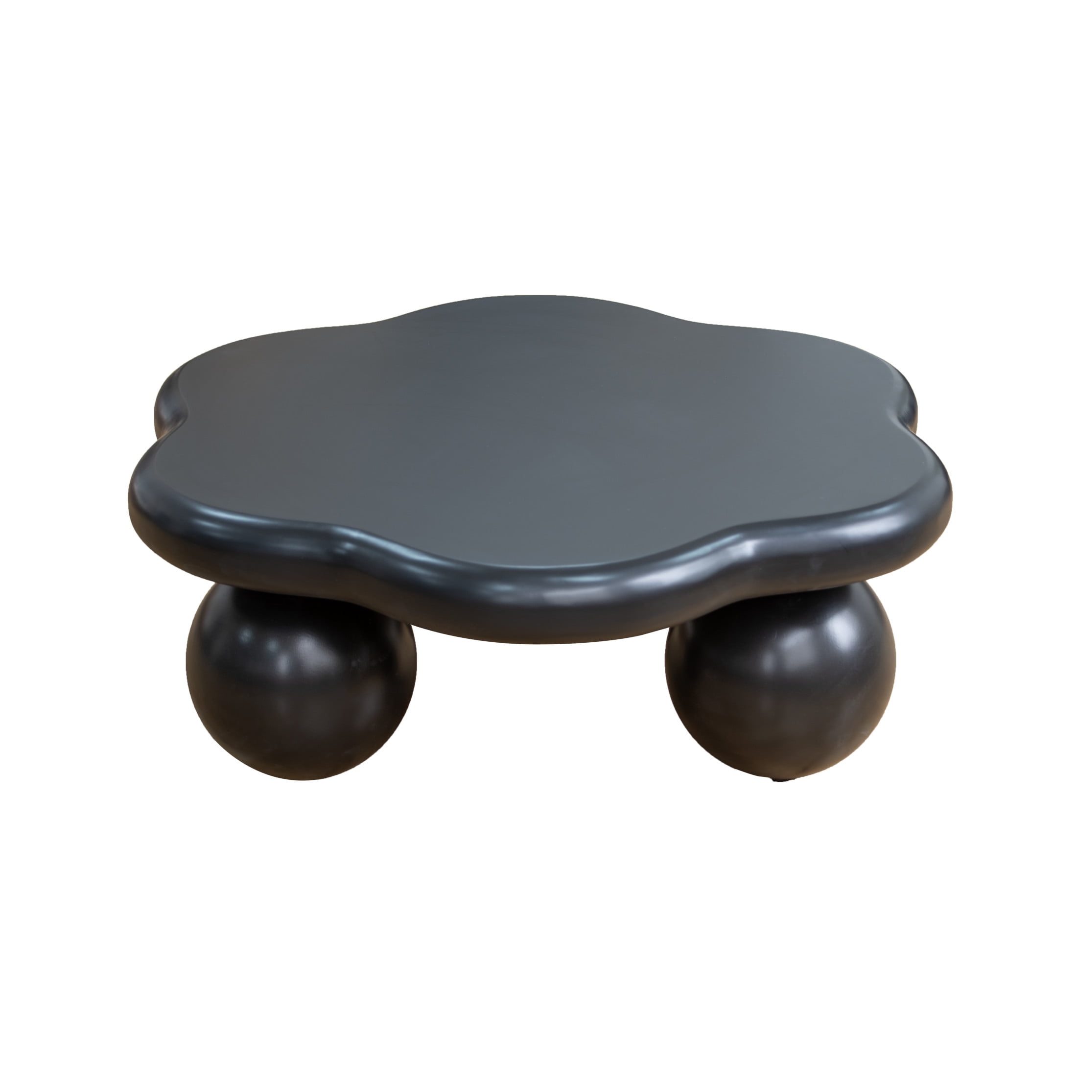 Noble House Kieran 35" Cloud Coffee Table, Modern Minimalist Living Room Table, Small Space Accent Table, Black Top White Legs
