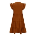 thumbnail image 6 of Womens Summer Ruffle Cap Sleeve V Neck Midi Dress 2024 Fashion Casual Flowy Tiered Boho Beach Vacation Sundress Cute Dresses, 6 of 7
