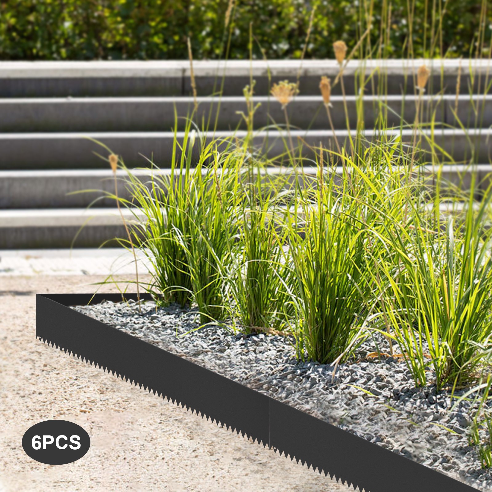 ToppiJoy 6 PCS 6"x40" Garden Edging Border Fence Flexible Steel Landscape Edging Border Length Flower Bed Edging Borders for Garden Yard Lawn (Black, 6"x40")