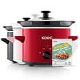 thumbnail image 2 of KOOC Small Slow Cooker, 2-Quart, Free Liners Included for Easy Clean-up, Upgraded Ceramic Pot, Adjustable Temp, Nutrient Loss Reduction, Stainless Steel, Red, Round, 2 of 15