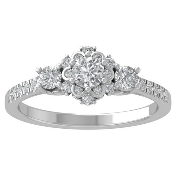 ARAIYA FINE JEWELRY 10K Yellow Gold Diamond Halo Engagement Ring (5/8 cttw, I-J Color, I2-I3 Clarity) Size 9