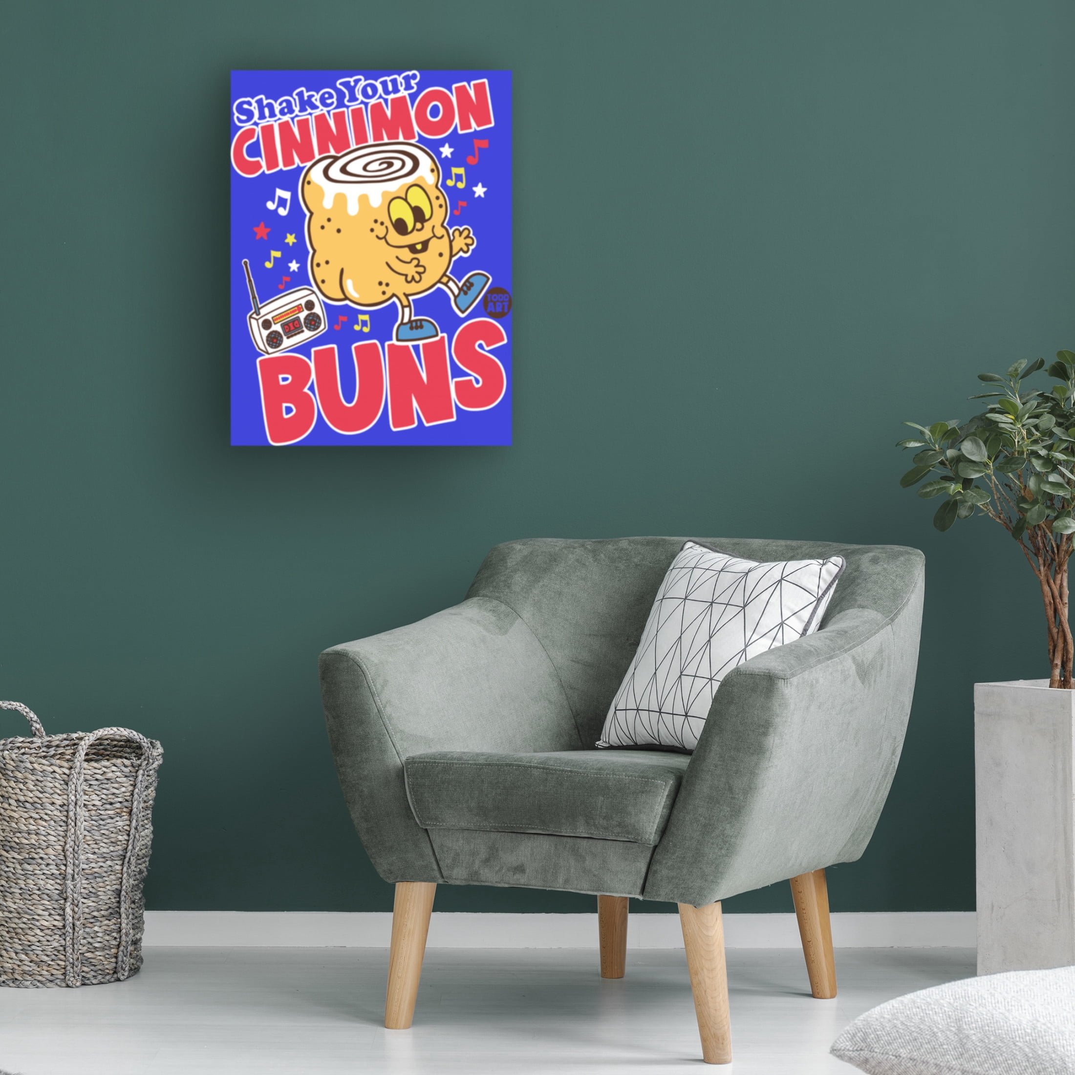 Canvas Wall Art - toddart 'Funshine Cinnamon Buns' Wall Art for Living Room, Bedroom, or Office Décor by Trademark Fine Art - 14 x 19 Inches