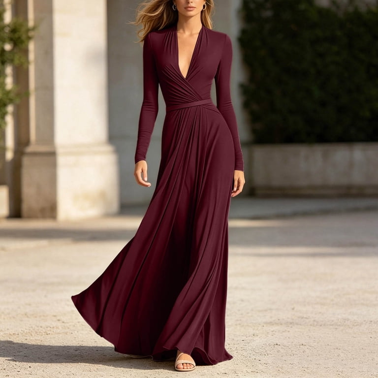 belted a line midi dress Luvior Womens Casual Long Sleeve Solid Color Waist Flowy Autumn Dress with Included Belt WineN Xxxl, Women's, Size: 3XL tango fashion for women Gigi Hadid poses up Color:Mink 48 from top of