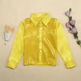 thumbnail image 2 of RTKFRFLM Mens Sequined Shirt Sparkle Long Sleeve Button Down Blouse Stage Performance Chorus Dance Costume Top, 2 of 7
