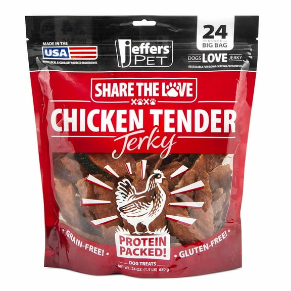 Jeffers Chicken Tender Jerky Dog Treats for Small and Large Dogs, 24 oz