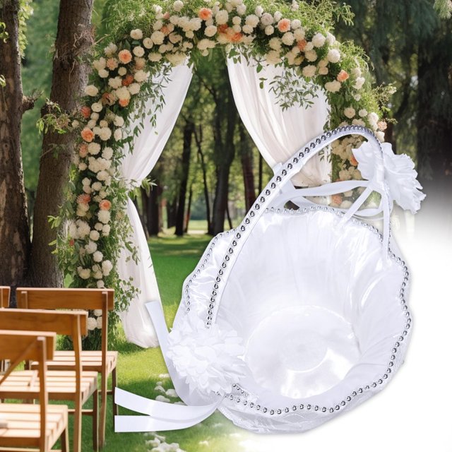 Cesta de flores de satén para boda decoraciones para niña BLESIY cesta de boda