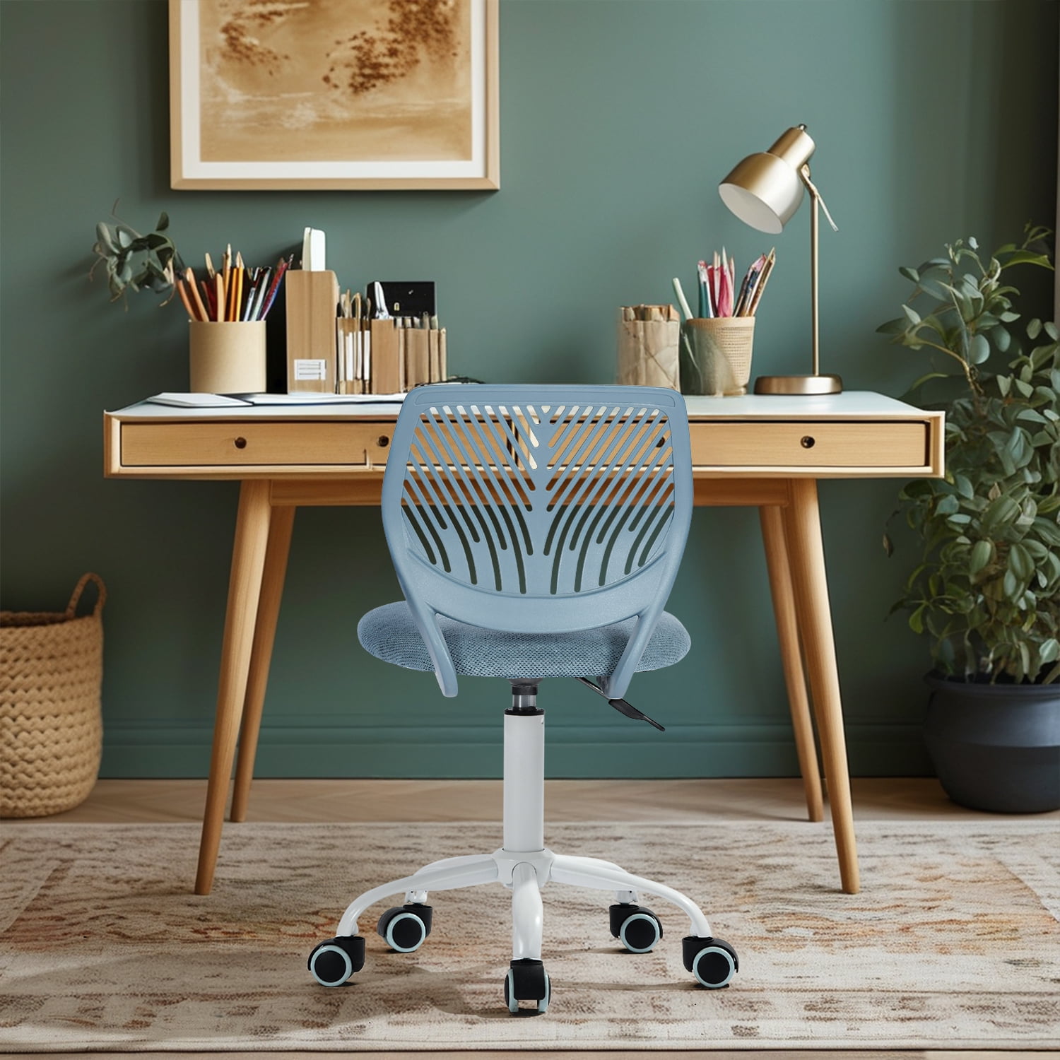 Homy Casa Kids Desk Chair, Height Adjustable Small Study Computer Task Chair for Student Children Blue